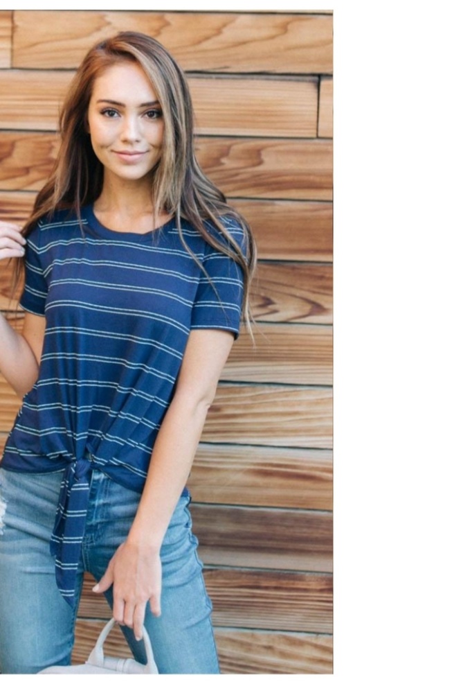 Cute tie front striped top
